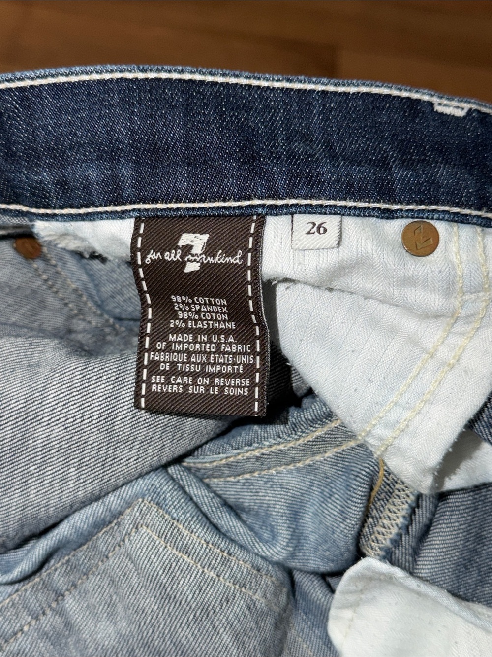 7 For All Mankind Size 26 Dojo Jeans Made In USA Sexy Denim Coastal Cowgirl Farm - Picture 5 of 16